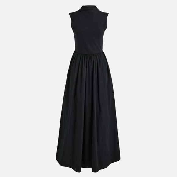 New JCREW Fitted Knit Mockneck Dress with Poplin Skirt - Black BY263 - Picture 2 of 5